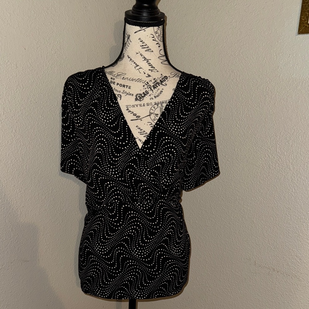 Worthington Black and White Patterned Blouse